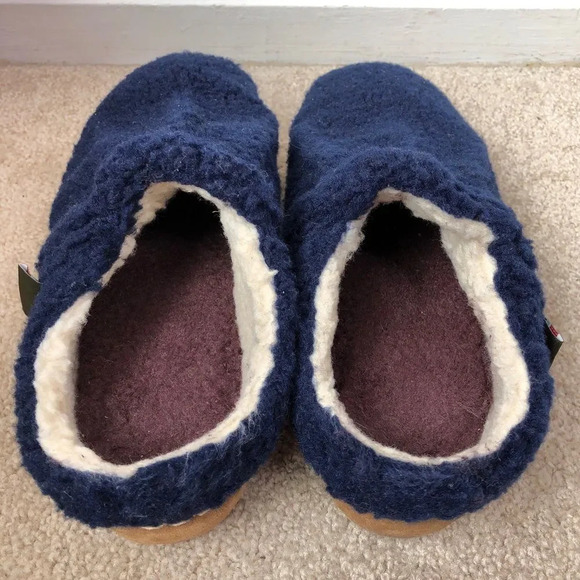 L.L. Bean Navy Blue Pile Fleece Round Toe Cozy Slipper Slides Size 6 - Picture 8 of 13